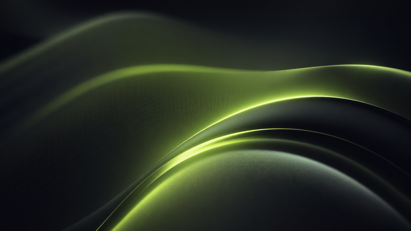 Abstrakte grüne und gelbe leuchtende Lichtwellen auf schwarzem Hintergrund - modernes Technologie-Design