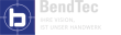 BendTec – Logo Logo von BendTec mit blauem Symbol und grauem Schriftzug.