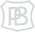 P. Bisschop – Logo Hellgraues Monogramm PB in einem Wappenumriss.