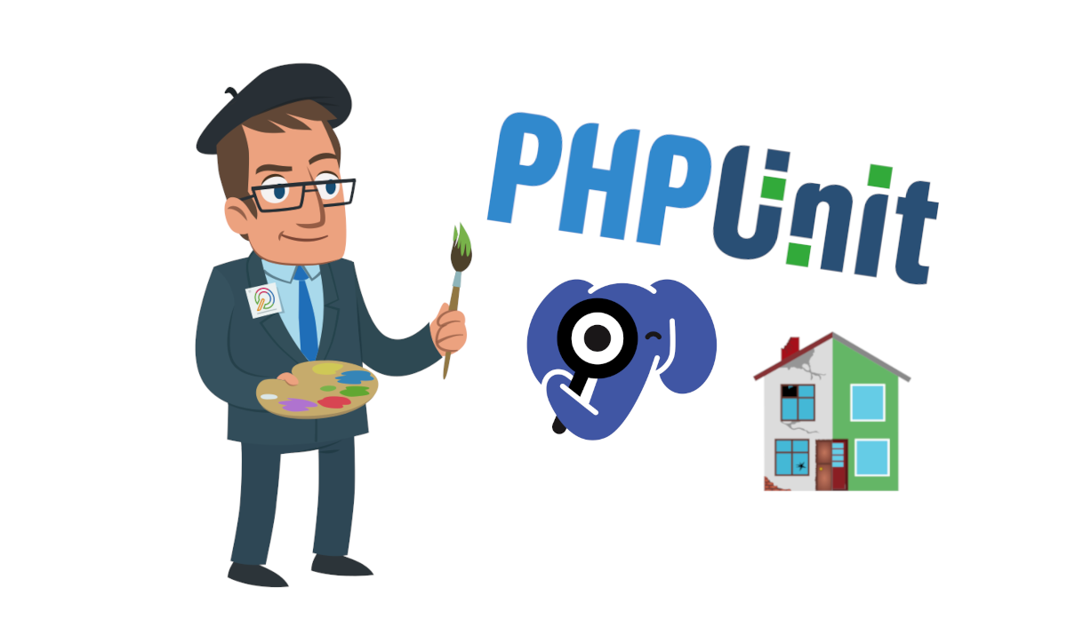 QUIQQER 1.10: Werkzeuge Illustration eines Entwicklers neben PHP- und Werkzeug-Symbolen.