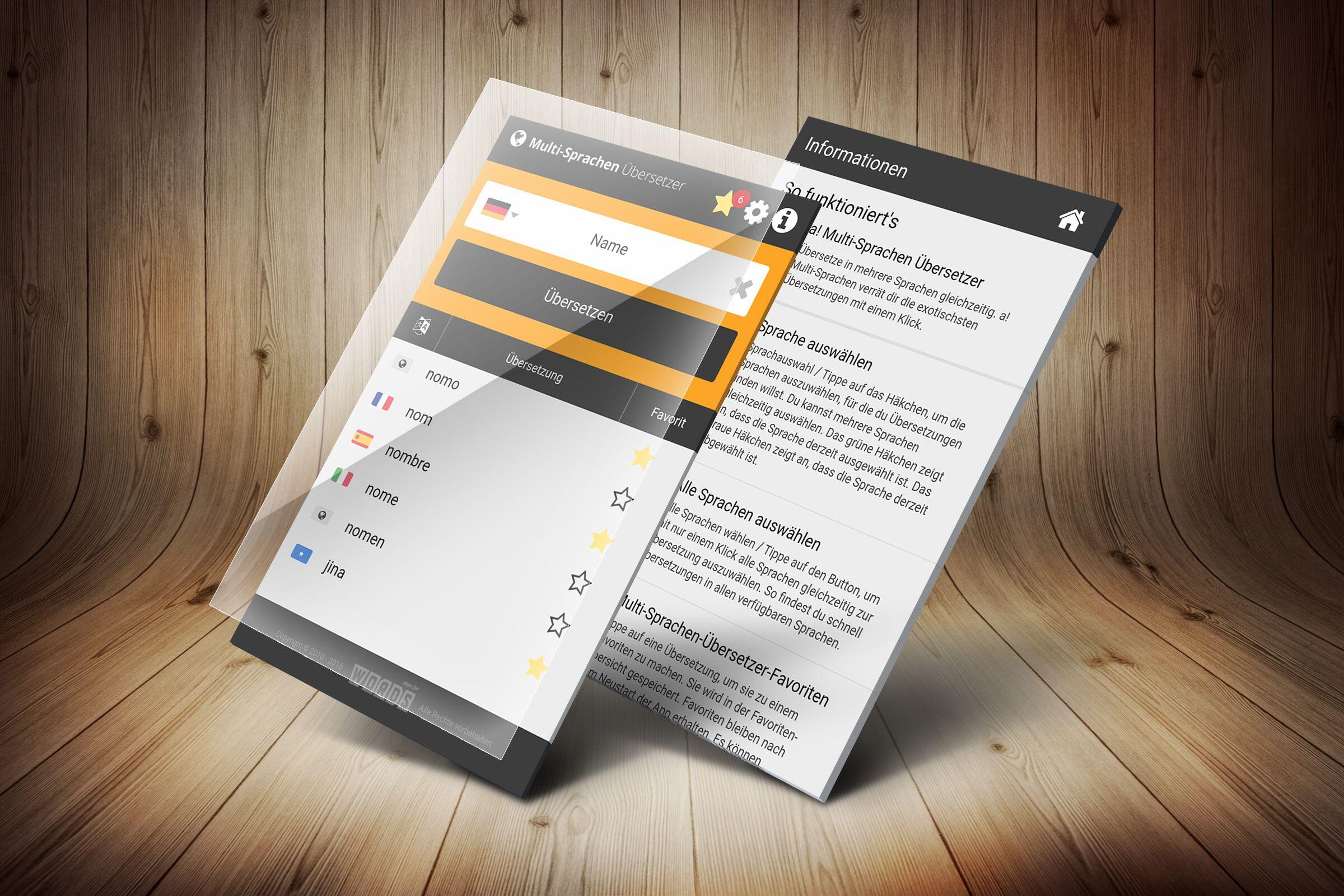 Oberflächenentwurf der Apps-for-Words-Funktion „Mehrsprachigkeit“.
