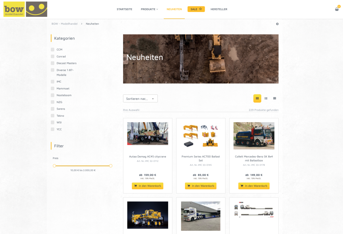 Neuheiten im Online-Shop von BOW Modellhandel.