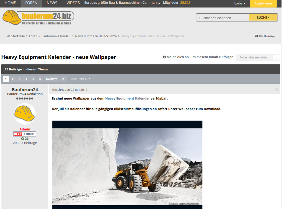 Forum auf der Website von Bauforum24.