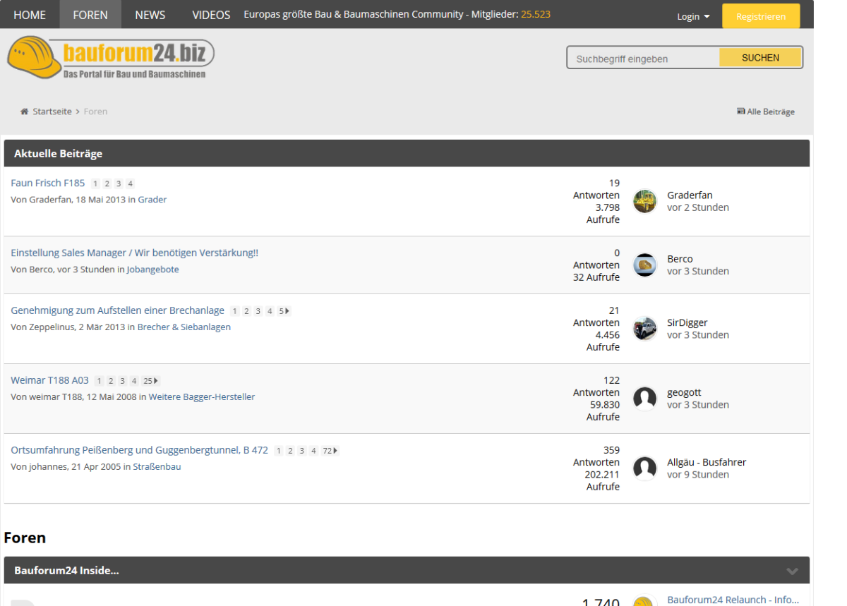 Forum auf der Website von Bauforum24.