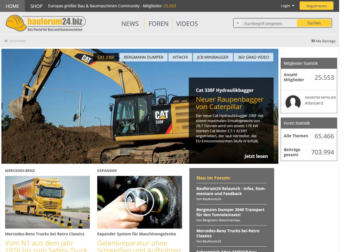 Screenshot der Website von Bauforum24.