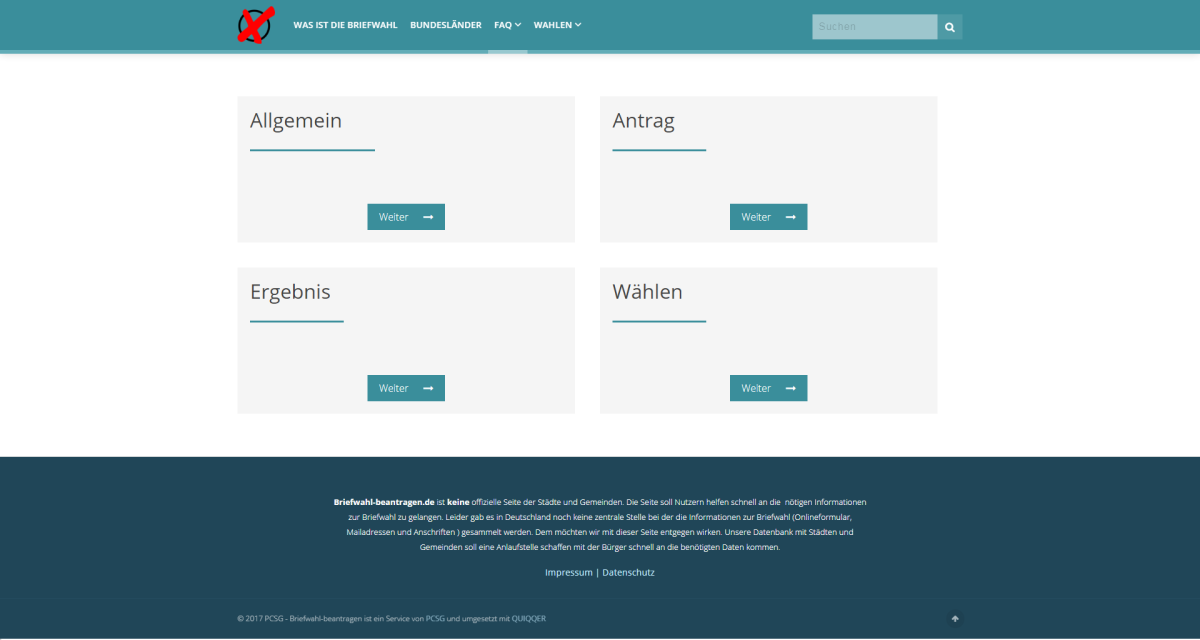 FAQ auf der Website von Briefwahl beantragen.
