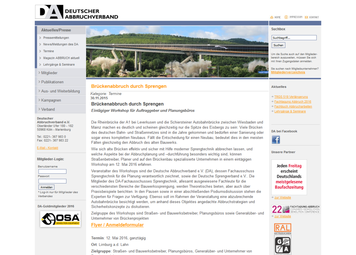 Deutscher Abbruchverband – Website Screenshot der Website von Deutscher Abbruchverband.