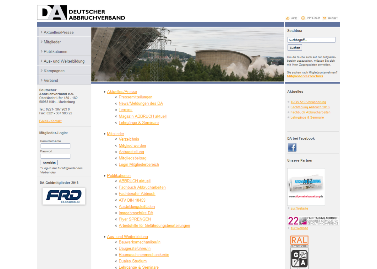 Deutscher Abbruchverband – Website Screenshot der Website von Deutscher Abbruchverband.