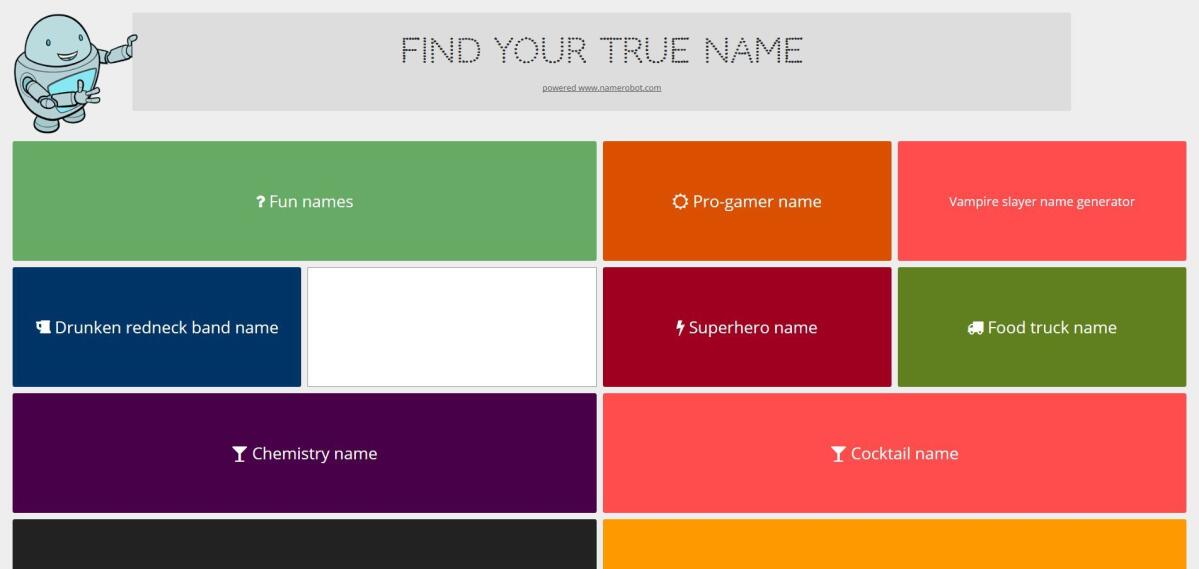 Screenshot des NameRobot-Fun-App.