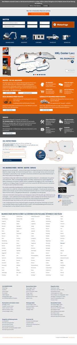 HKL Baumaschinen – Mobile Ansicht Mobile Ansicht der Website von HKL Baumaschinen.