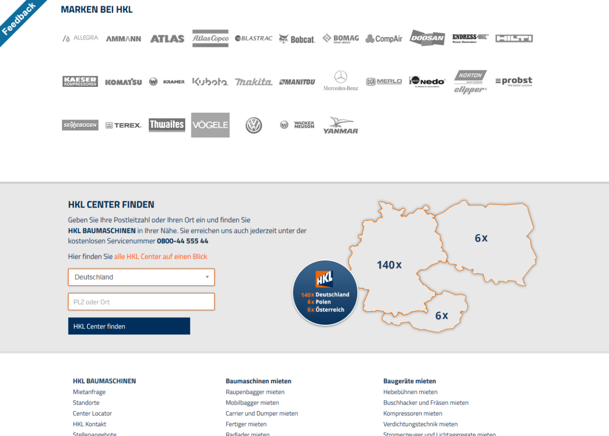 HKL Baumaschinen – Website Screenshot der Website von HKL Baumaschinen.