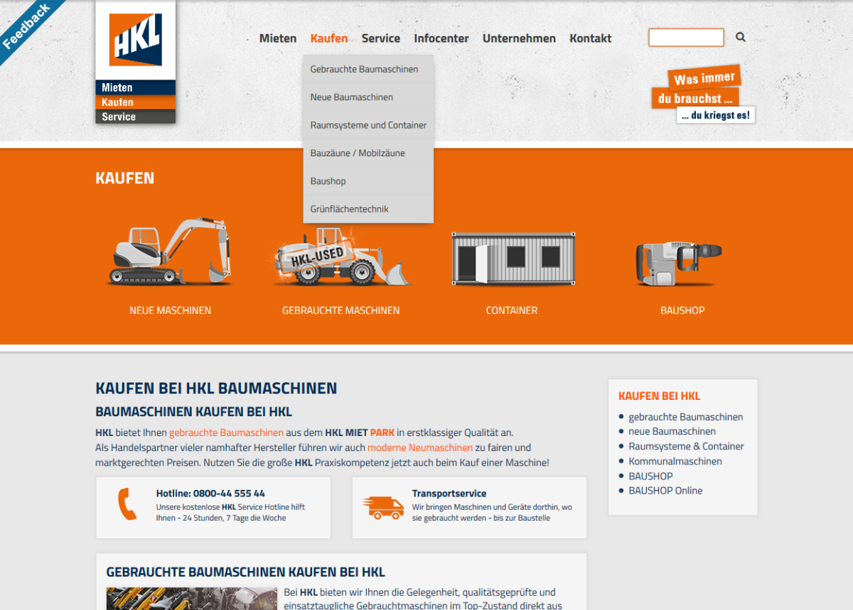 HKL Baumaschinen – Kaufen Kaufen auf der Website von HKL Baumaschinen.