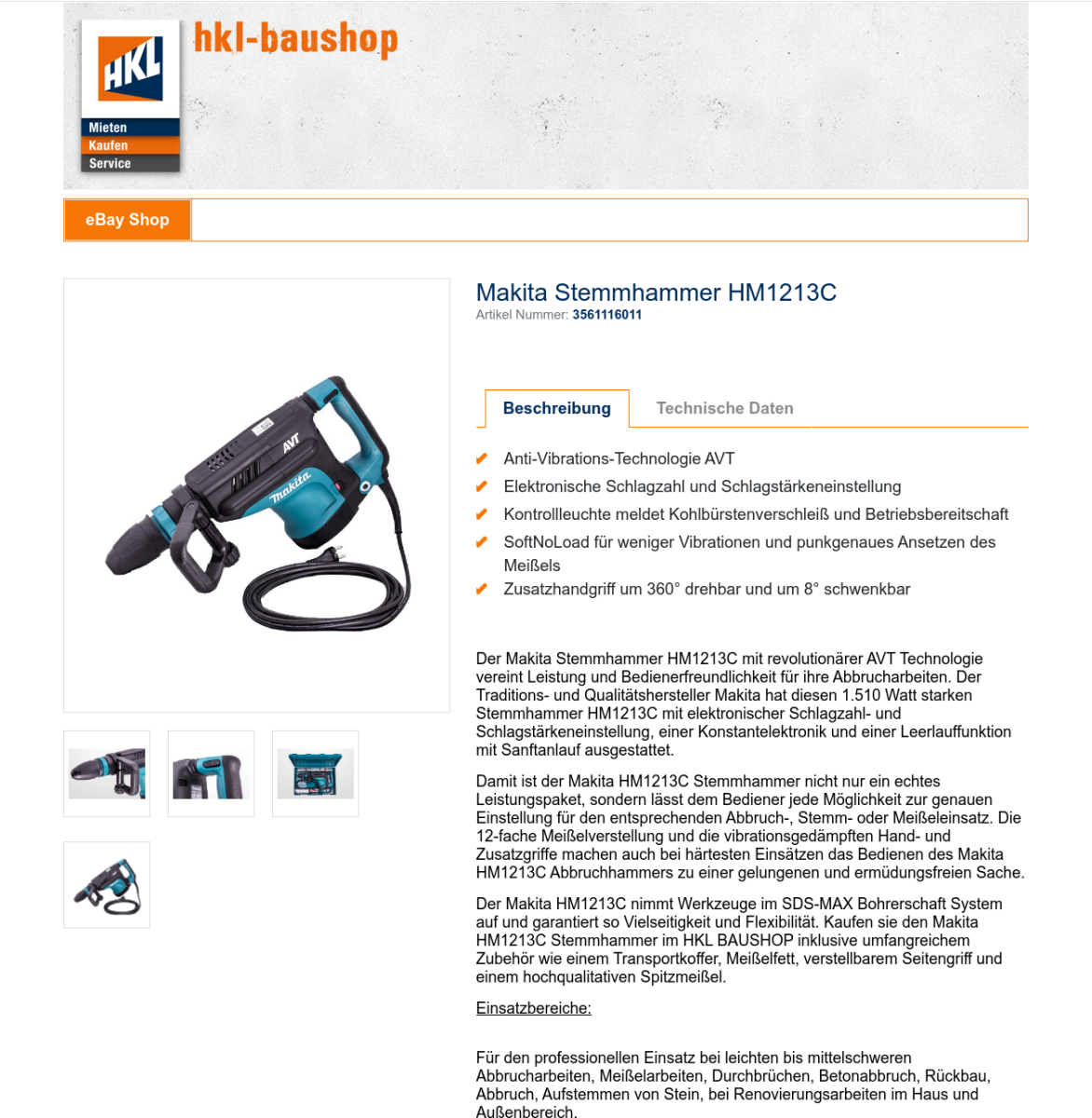 HKL eBay – Website Screenshot der Website von HKL eBay.