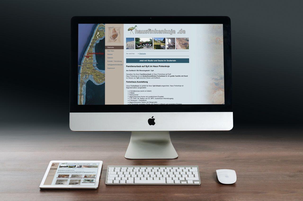 Haus Finkenkoje – Website Screenshot der Website von Haus Finkenkoje.