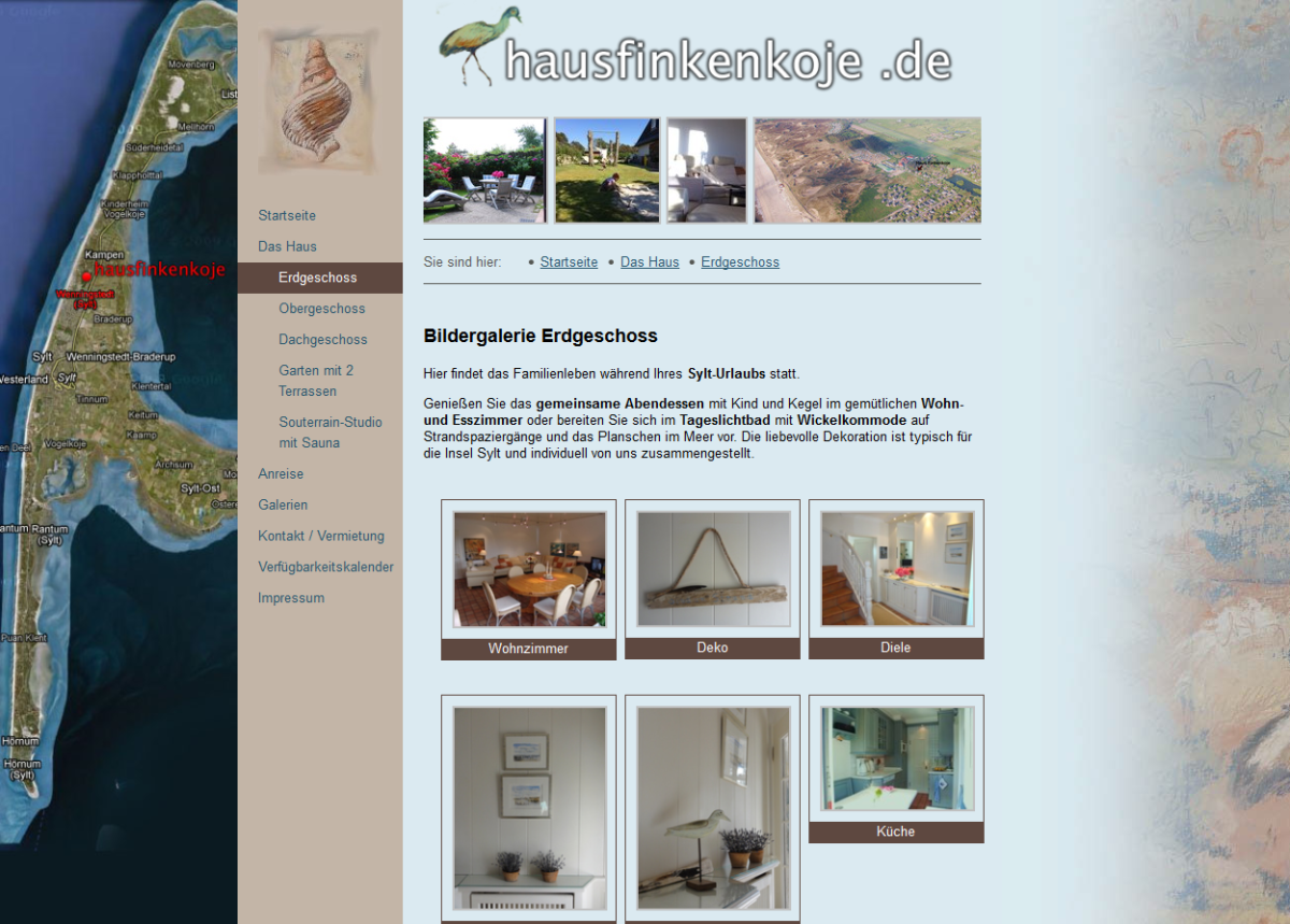 Haus Finkenkoje – Website Screenshot der Website von Haus Finkenkoje.