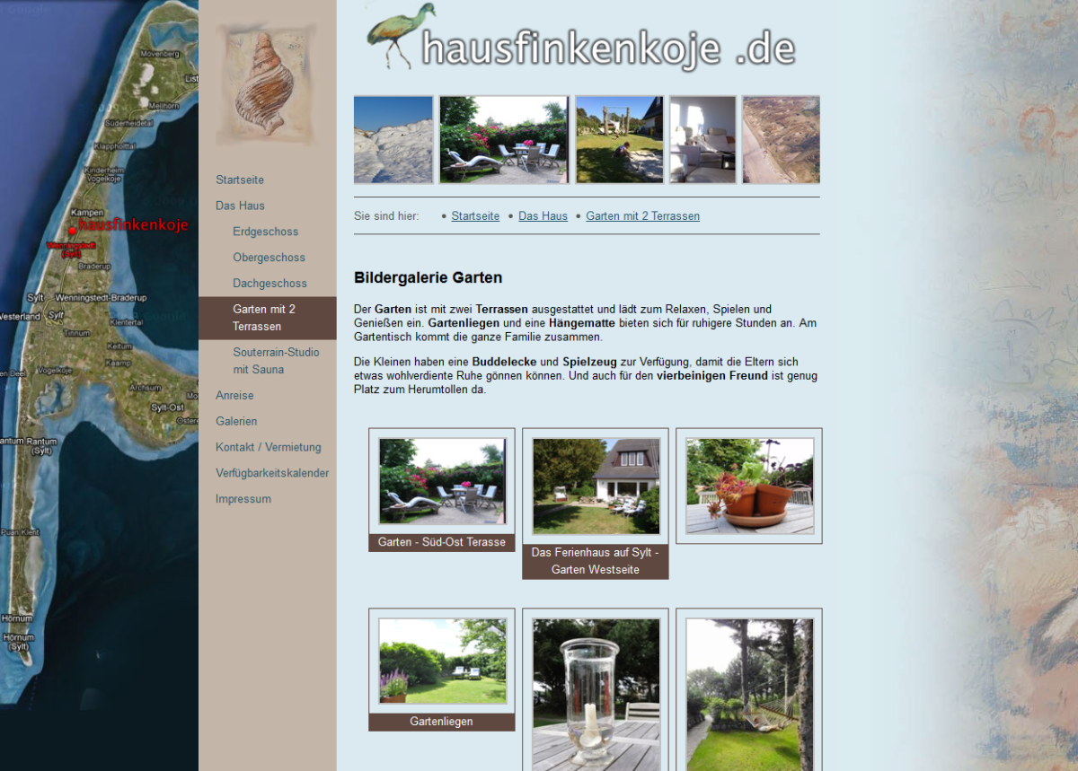 Haus Finkenkoje – Website Screenshot der Website von Haus Finkenkoje.