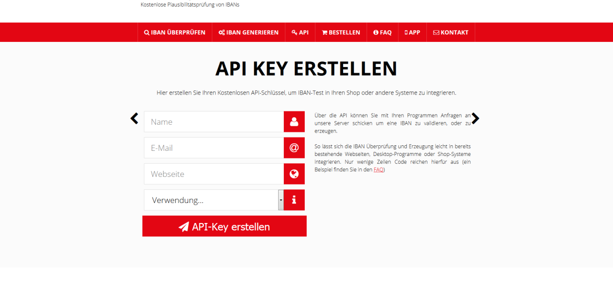 IBAN-Test – Website Screenshot der Website von IBAN-Test.