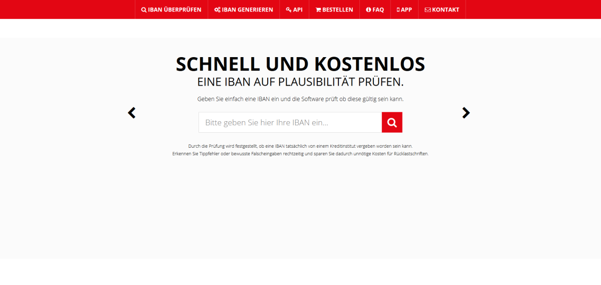 IBAN-Test – Website Screenshot der Website von IBAN-Test.