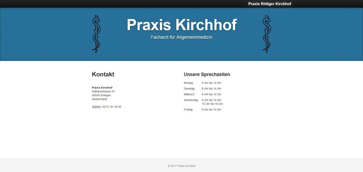 Praxis Kirchhof – Startseite Screenshot der Startseite von Praxis Kirchhof.