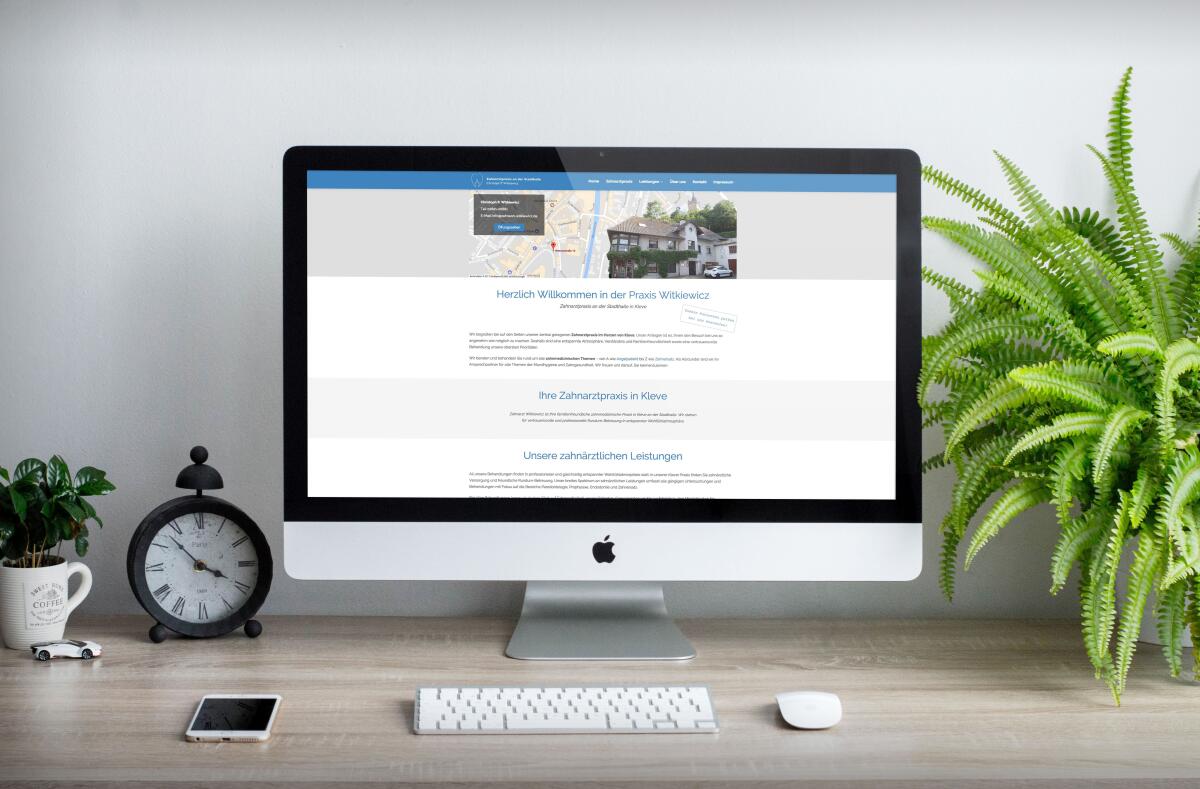 Screenshot der Website von Zahnarzt Kleve.