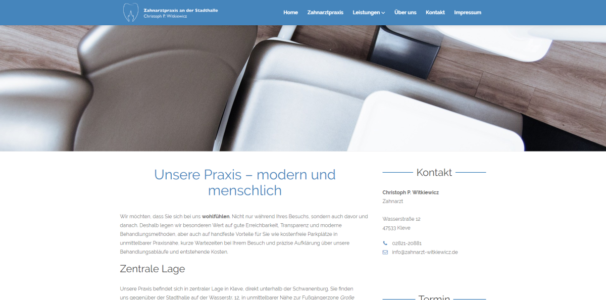 Über-uns-Seite von Zahnarzt Kleve.