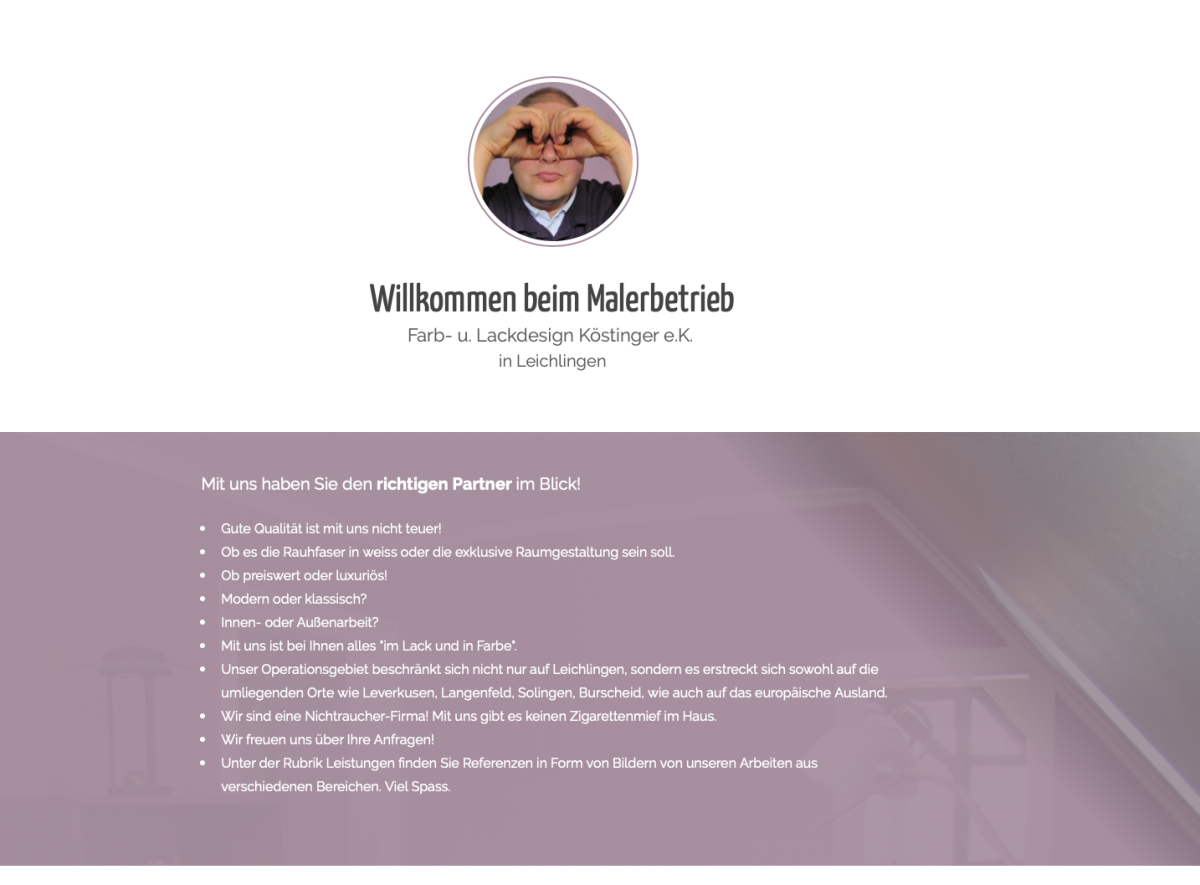 Maler Köstinger – Leistungen Leistungsübersicht auf der Website von Maler Köstinger.