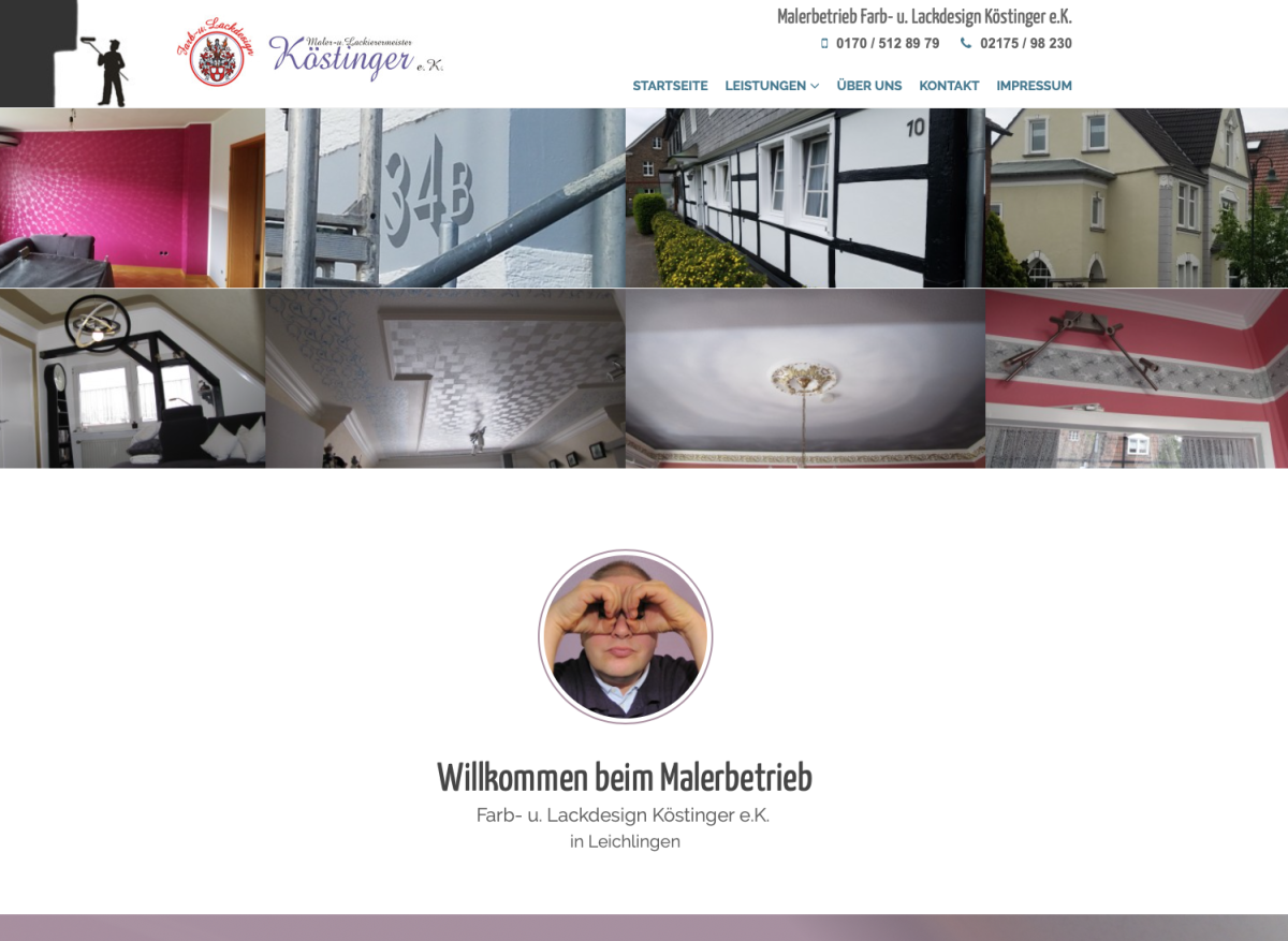 Maler Köstinger – Projektgalerie Maler-Köstinger-Seite mit Fotos abgeschlossener Arbeiten.