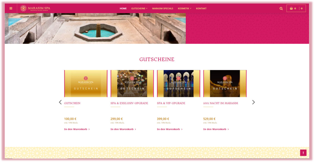 Wertgutscheine im Marasim-Spa-Webshop.