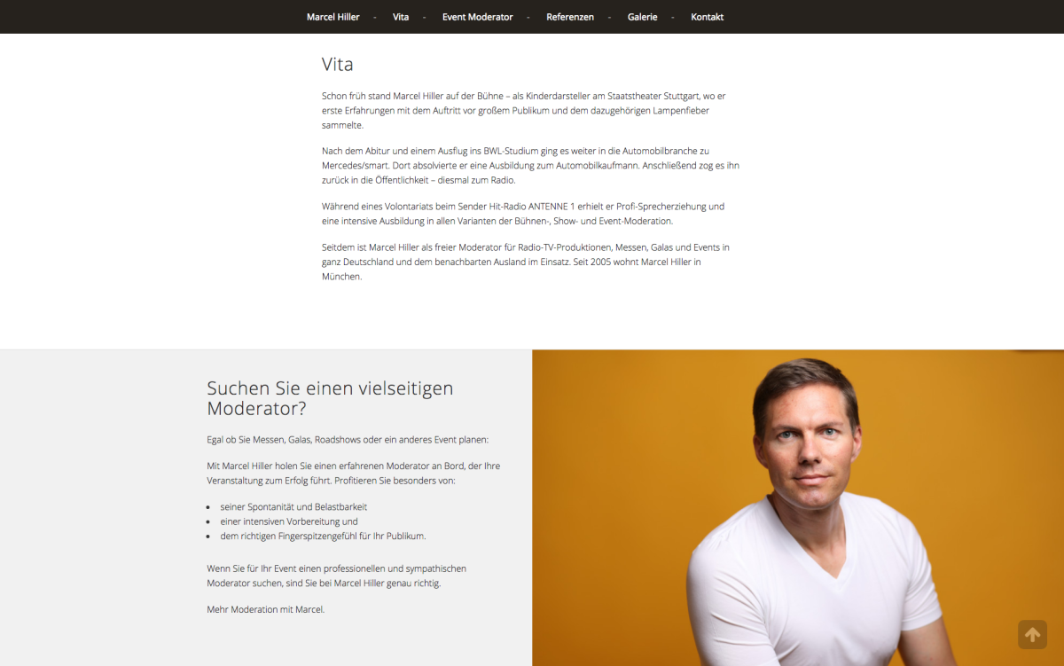 Screenshot der Website von Marcel Hiller.