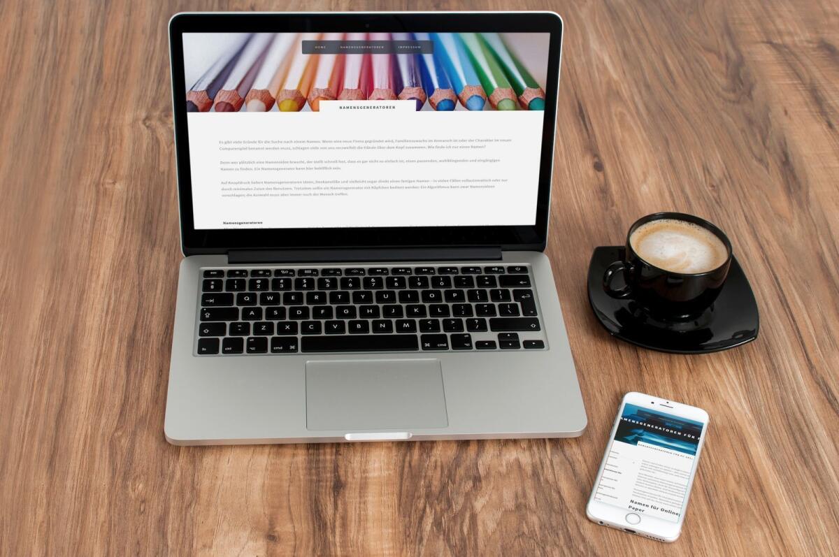 Namensgeneratoren – Website Screenshot der Website von Namensgeneratoren.