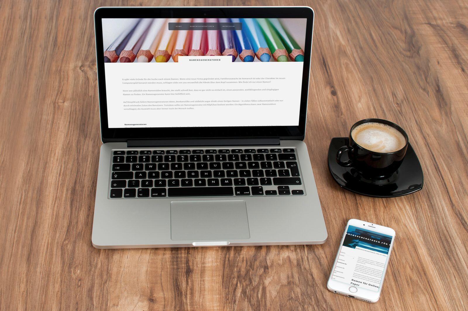 Namensgeneratoren – Website Screenshot der Website von Namensgeneratoren.