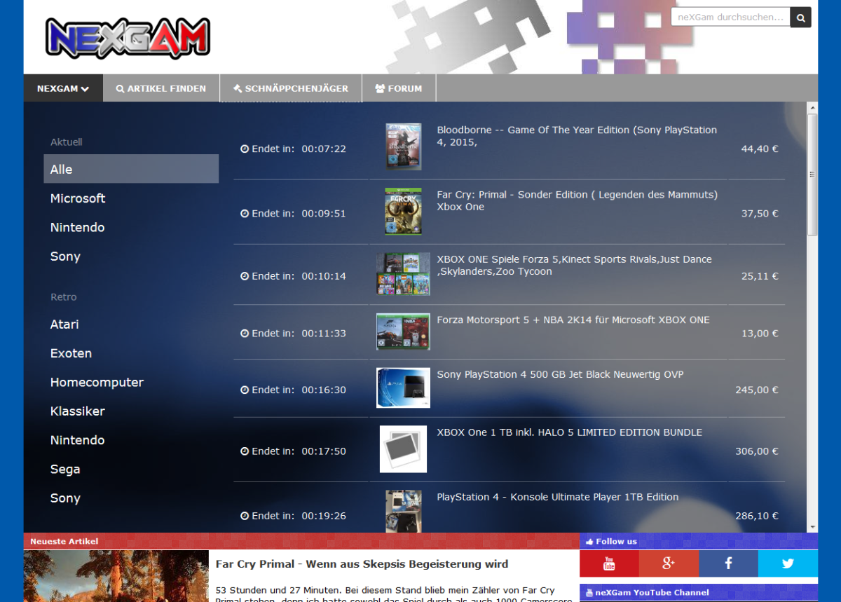 NeXGam – Website Screenshot der Website von NeXGam.