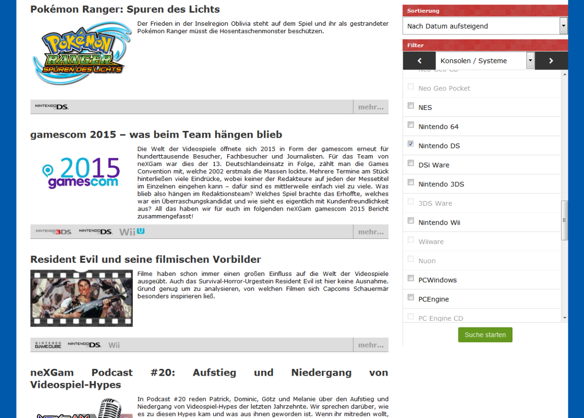 NeXGam – Suche Suchseite der Website von NeXGam.