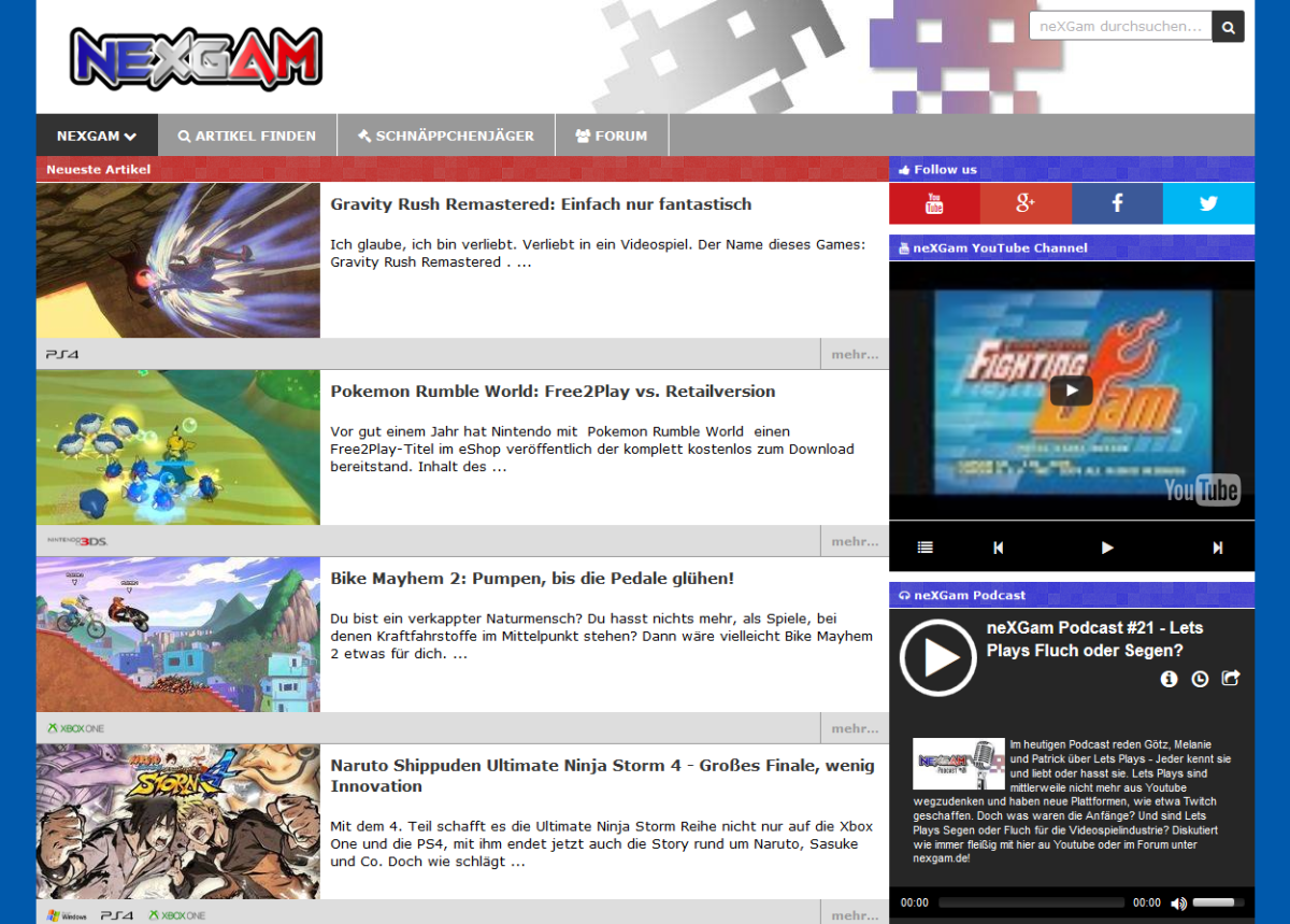 NeXGam – Website Screenshot der Website von NeXGam.
