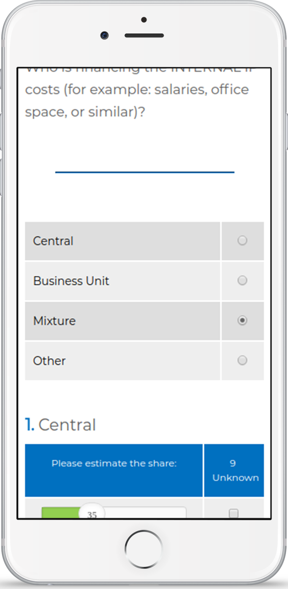 Schieberegler in einer mobilen Ansicht des WHU-Online-Tools.