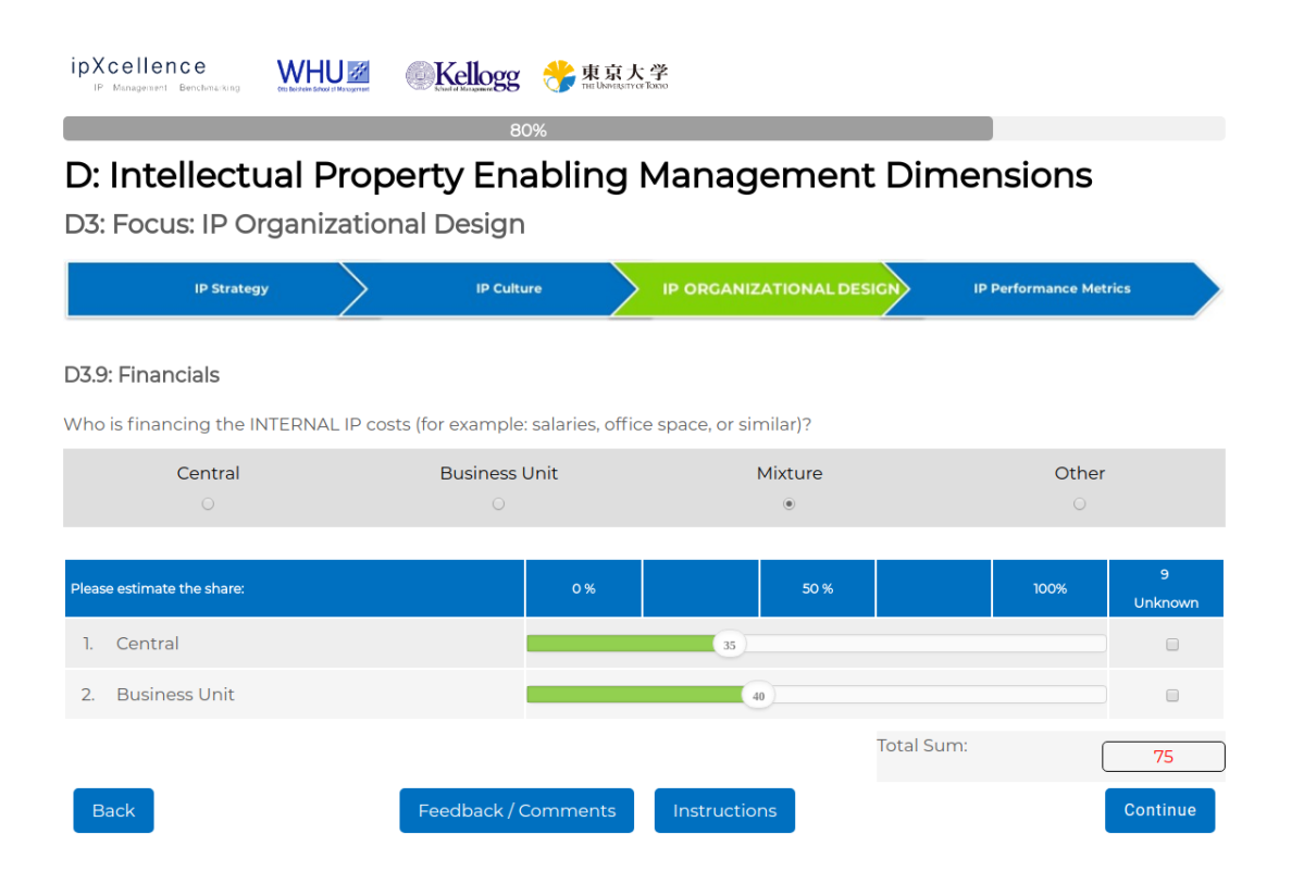 Schieberegler in einer Desktop-Ansicht des WHU-Online-Tools.