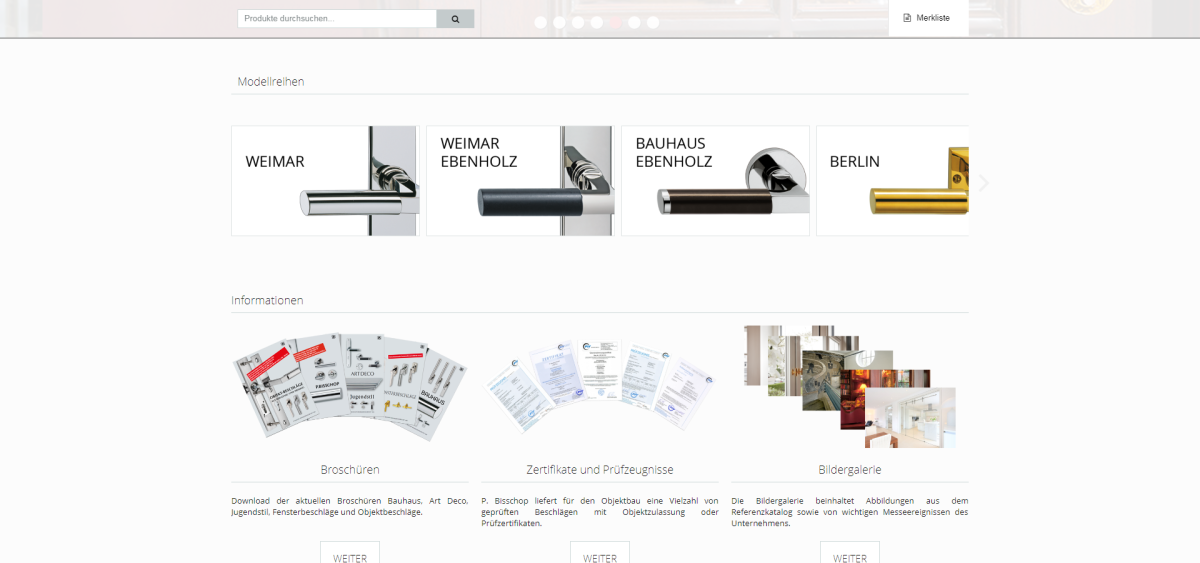 Screenshot der Startseite von P. Bisschop.