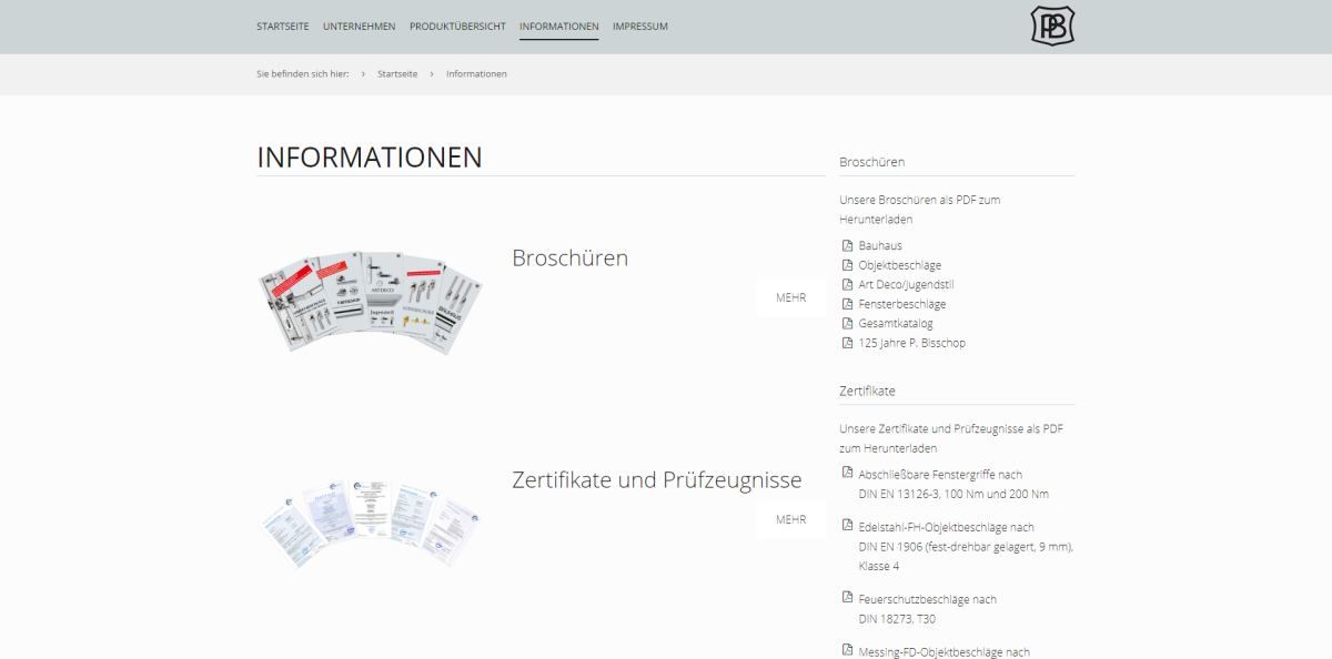 Screenshot der Website von P. Bisschop.