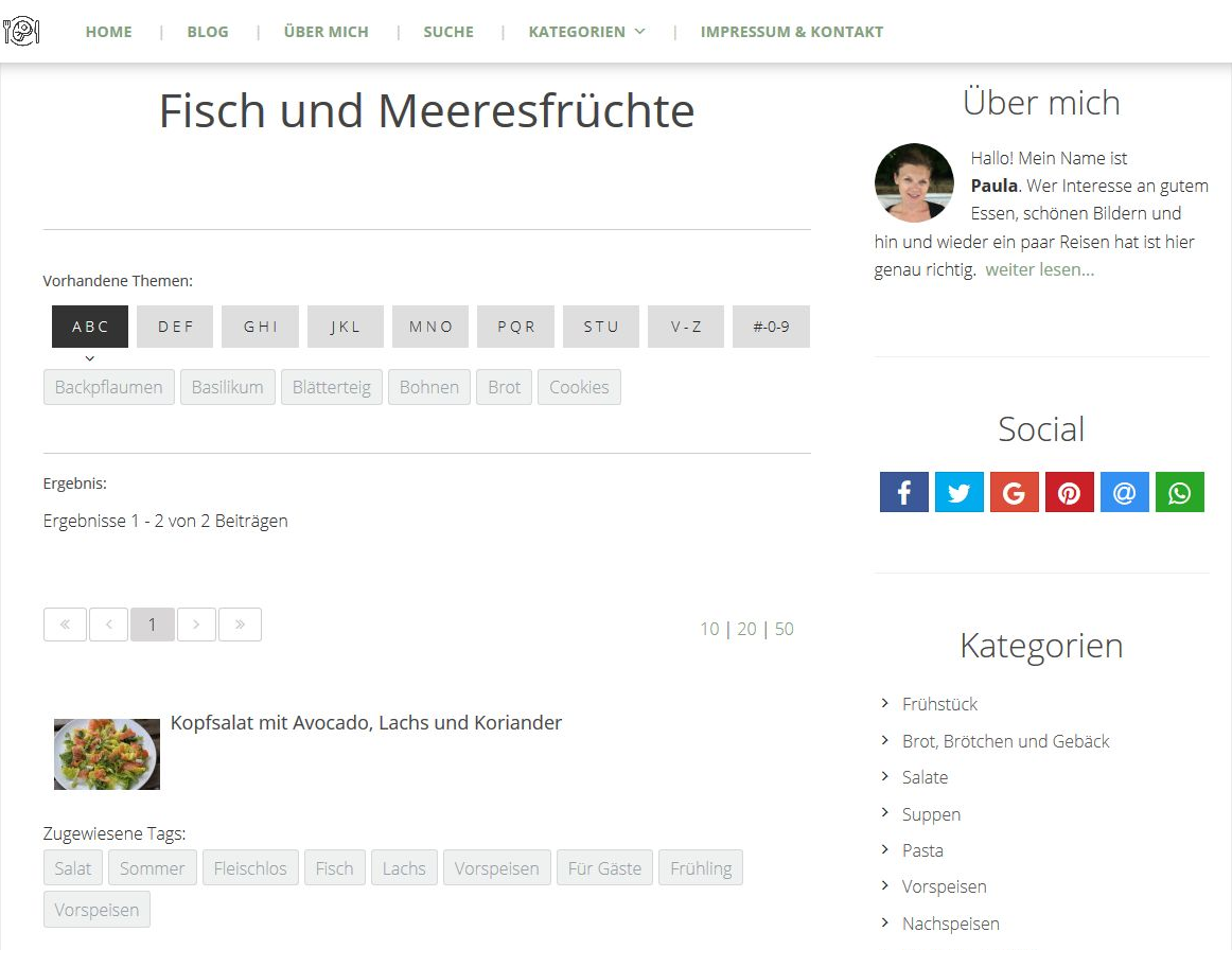 Paula’s Rezepte – Kategorien Rezeptkategorien auf der Website von Paula’s Rezepte.