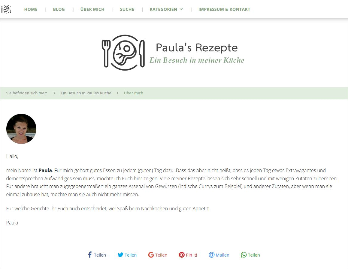 Paula’s Rezepte – Über Paula Über-mich-Seite von Paula’s Rezepte.