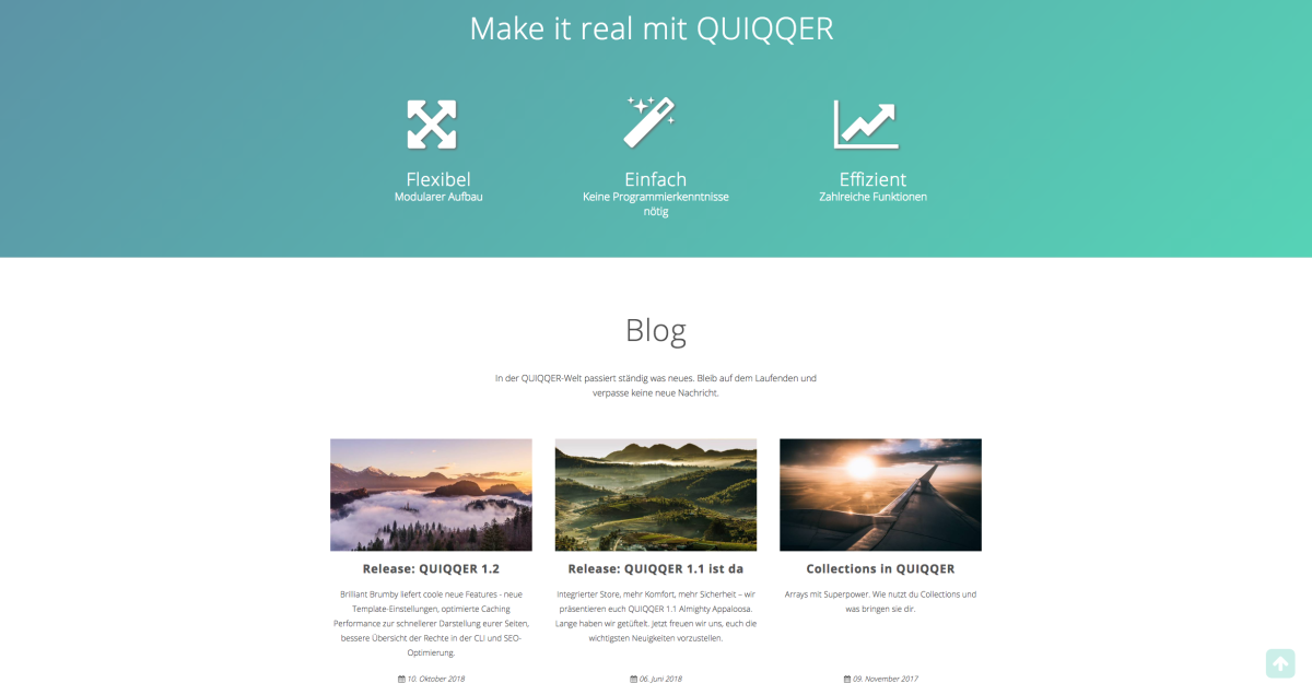 QUIQQER – Website Screenshot der Website von QUIQQER.