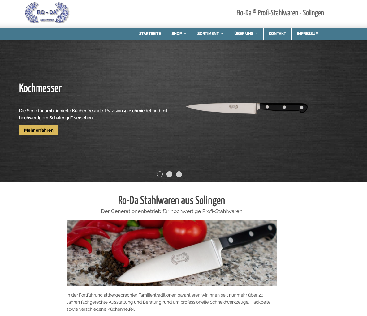RO-DA Stahlwaren – Website Screenshot der Website von RO-DA Stahlwaren.