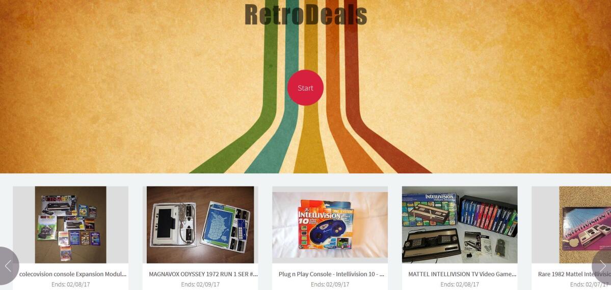 Retrodeals – Startseite Screenshot der Startseite von Retrodeals.
