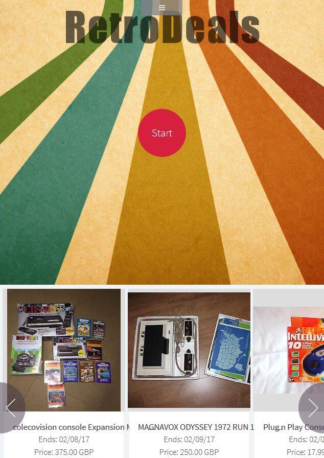 Retrodeals – Startseite Mobile Ansicht der Website von Retrodeals.