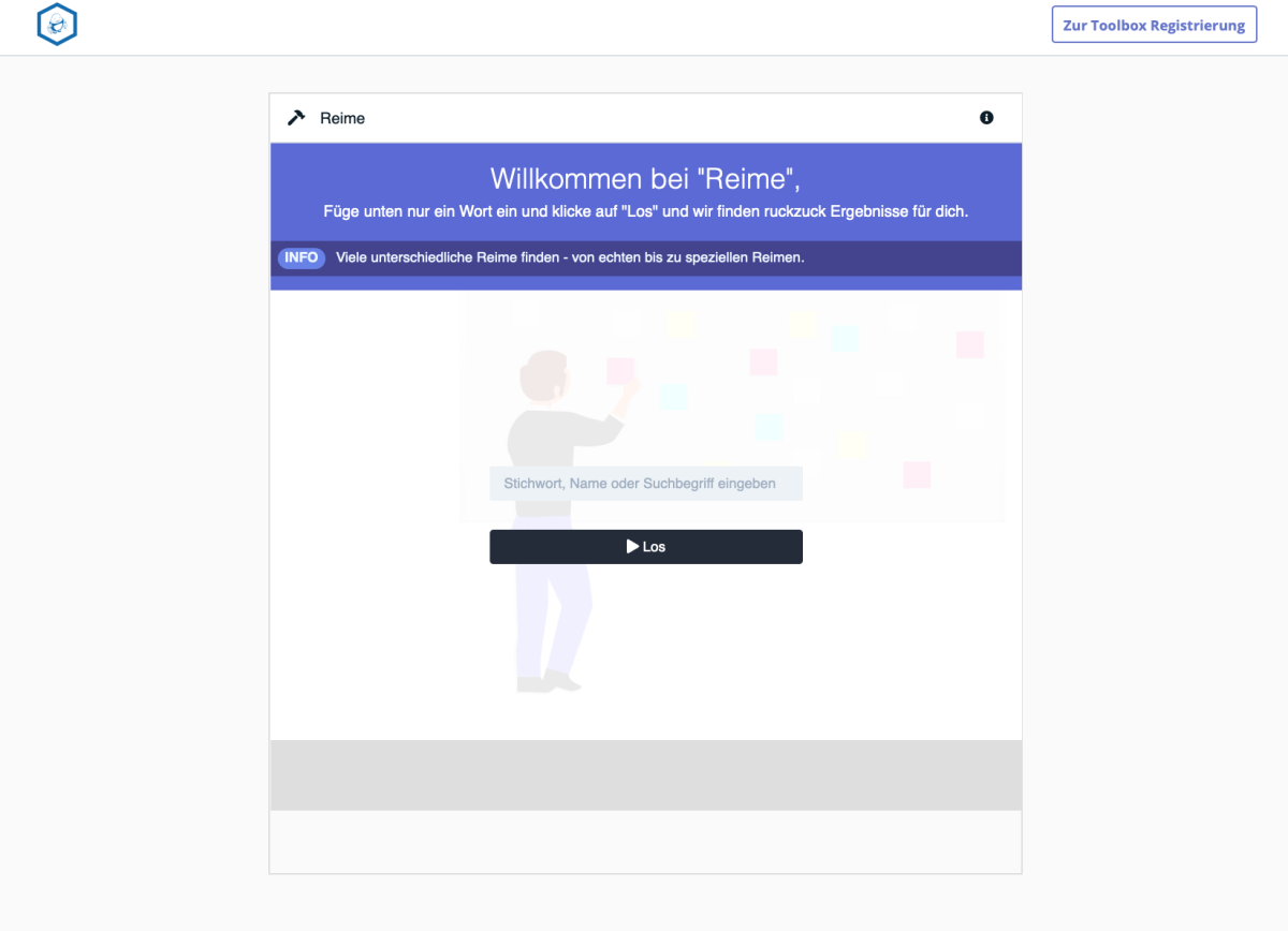 NameRobot Tools – Reime Weitere Ansicht des NameRobot-Werkzeugs zur Suche nach Reimen.
