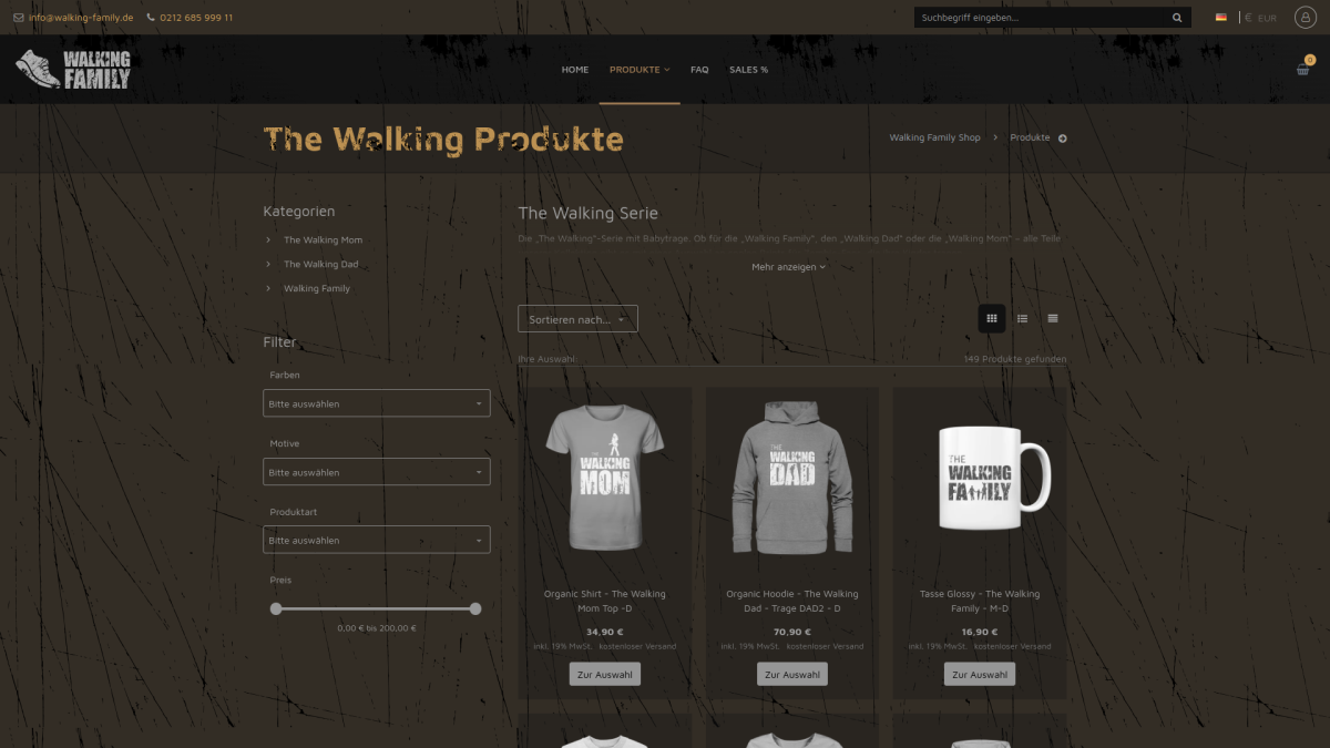 Produktansicht auf der Website von Walking Family.