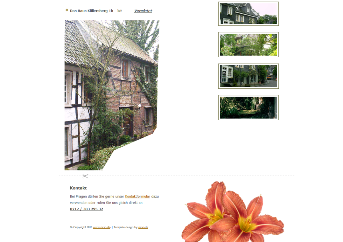 Screenshot der Startseite von Wohnung im Grünen.