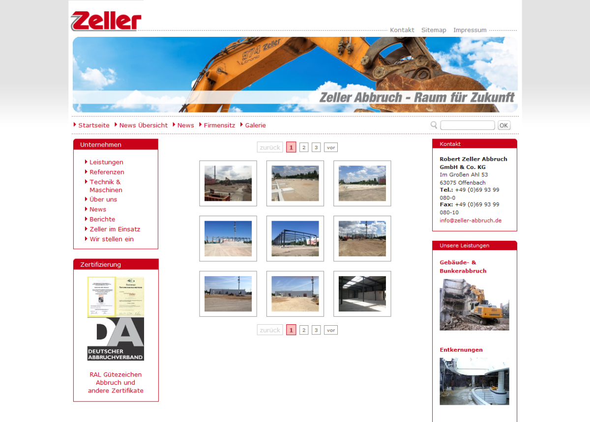 Galerie auf der Website von Zeller Abbruch.