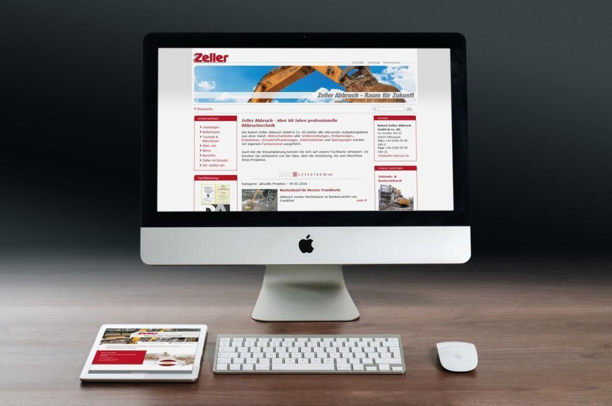 Screenshot der Website von Zeller Abbruch.