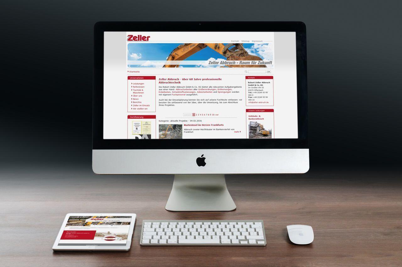 Screenshot der Website von Zeller Abbruch.